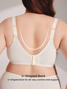 LUVLETTE Áo ngực không lót, che phủ toàn bộ, hỗ trợ bên hông, lưới trắng, mỏng nhẹ, thoải mái, thoáng mát, giảm thiểu kích thước - Màu be - Xem 5