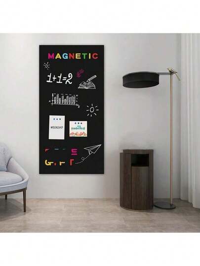 SHEIN 1 卷磁性墙饰 - 可重复使用 PVC 黑板，非常适合办公室、家庭或教室装饰，办公室墙面装饰 | 现代墙面装饰 | 可重复使用黑板