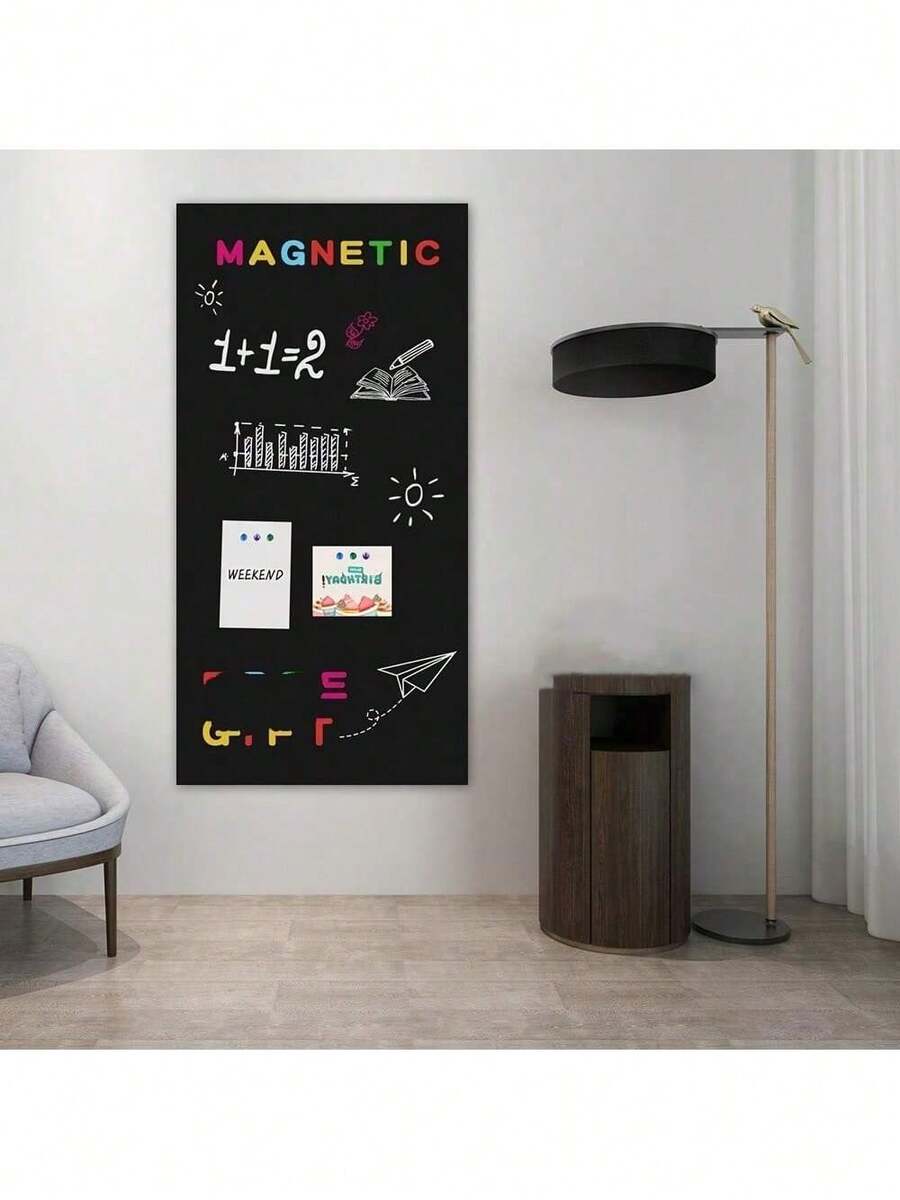 SHEIN 1 卷磁性墙饰 - 可重复使用 PVC 黑板,非常适合办公室、家庭或教室装饰,办公室墙面装饰 | 现代墙面装饰 | 可重复使用黑板 - 彩色 - 查看 1