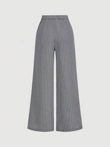 SHEIN MOD 女士优雅两件套：直筒裤和黑白背心 - 黑與白 - 查看 8