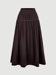 SHEIN MOD Bộ đồ hai mảnh gồm áo vest cổ đính đinh tán màu nâu và chân váy dài dành cho nữ phong cách cổ điển thập niên 70 – Phong cách Hippie cổ điển, trang phục ngày lễ, Bohemian, Y2K, phương Tây và du mục - màu nâu - Xem 8