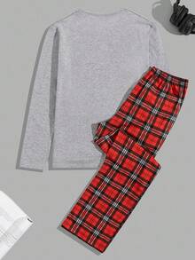 EURMUSE Men Christmas Printed XMAS FW Fashion Regular Long Sleeve Homewear Set Gift For Boyfriend - Grey - View 2