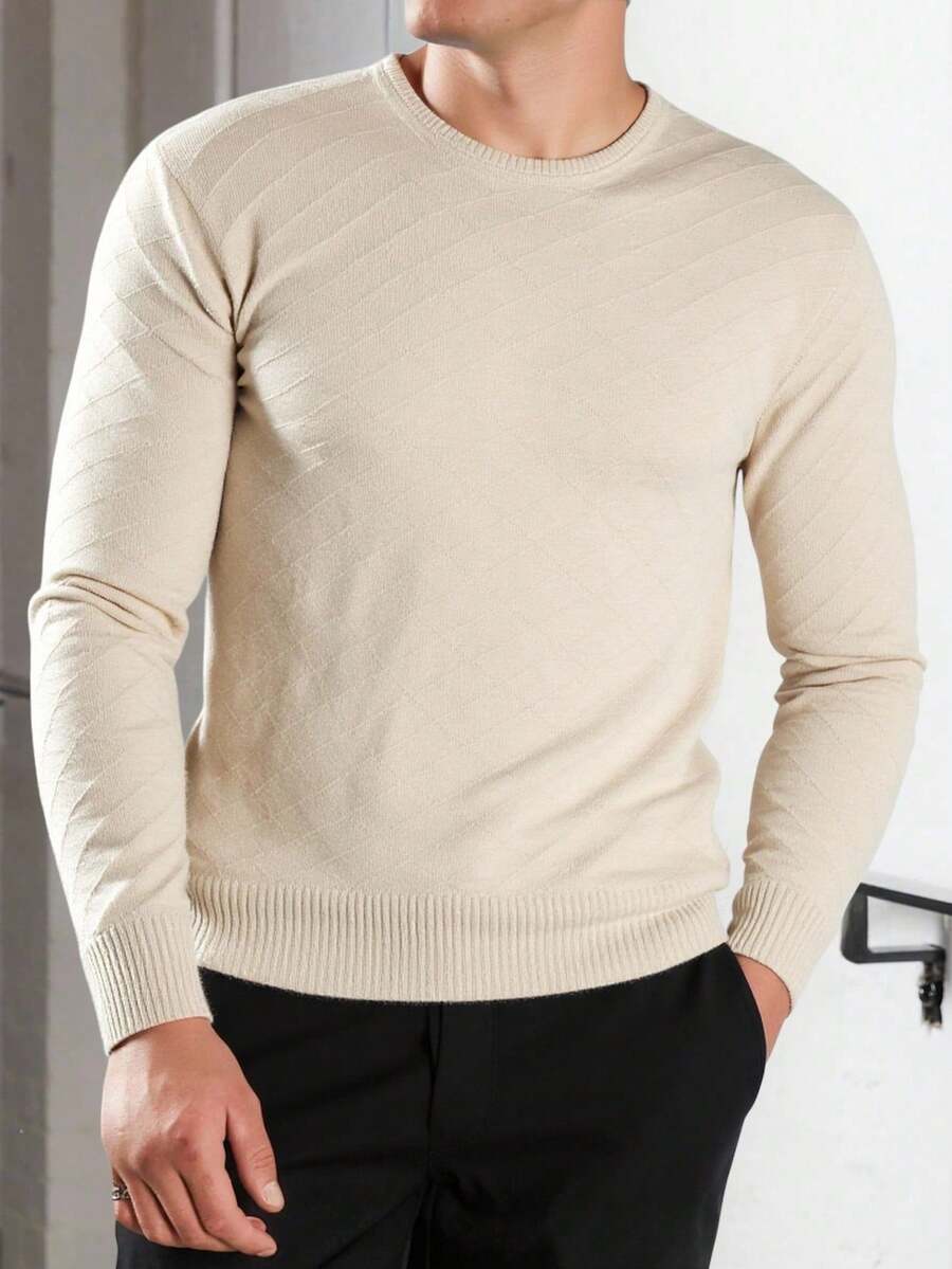 SHEIN Scollo a maglia a costine, geometrico, regular Cater per uomo