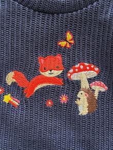 Vintaside Kids Babyboy 秋季圆领长袖可爱休闲狐狸刺绣上衣搭配时尚简约吊带长裤，适合温和天气、露营、度假、居家休闲穿着 - 彩色 - 查看 5