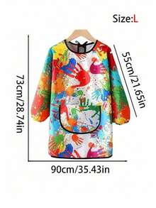 SHEIN 1pc Waterproof & Stain-Resistant Long Sleeve Art Smock Apron Unisex Reversible Painting Smock For Kids & Adults With Unique Abstract Print Full Arm Protection For Acrylics, Clay, Cooking Artist, Pottery Studio, Preschool Classroom Essential Splatter-Proof Wearable Canvas (S-XL, Wipe Clean, Random Design)