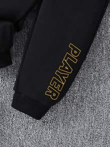 Baby Boy Casual Cool Gaming Console Graphic Crew Neck Sweatshirt And Pants Sports Outfit, Lightweight & Comfortable, Ideal For Autumn/Winter, Fashionable Leisure Wear For Parties, Outdoor Picnics, Street Photography, Campus, Festivals, Gifts Fall - Black - View 5