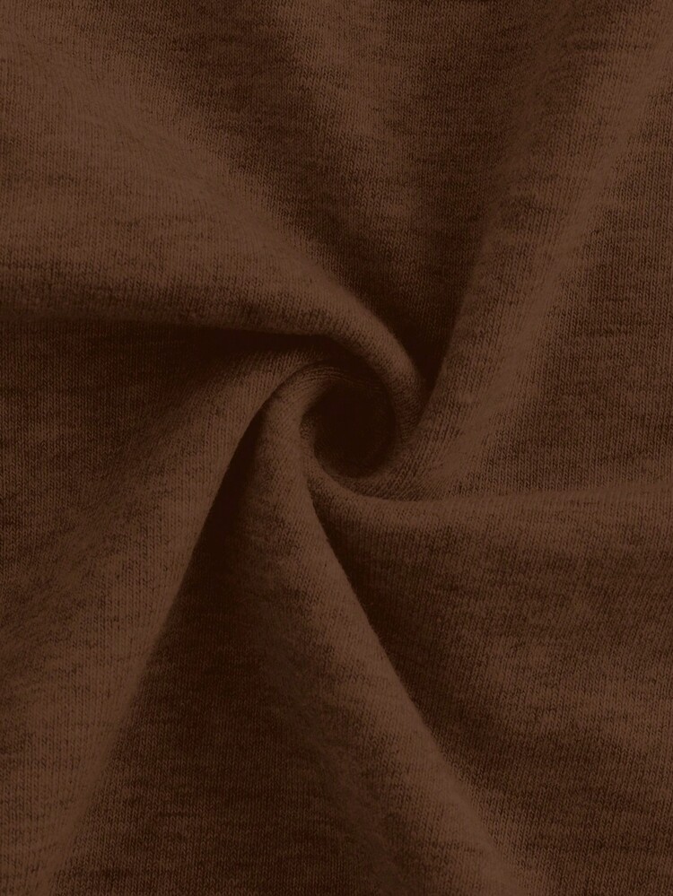 SHEIN EZwear Women's Casual Solid Color Fitted Cropped T-Shirt, Summer - Brown - View 7