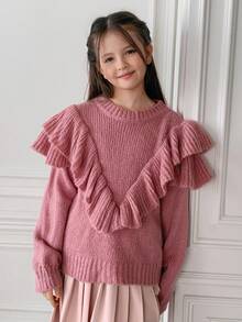 DAZY 青少年女孩日常休闲毛衣，秋季 - 粉色 - 查看 3