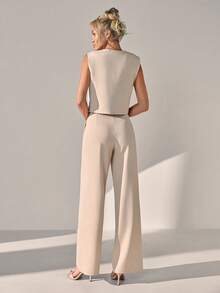 CLARA VERO Women Two Pieces Outfits Vest And Pant Sets - Beige - View 7