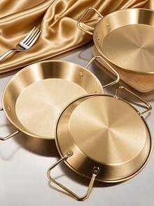 1pc Stainless Steel Seafood Plate, Spanish Paella Pan, Korean Fried Chicken Plate, Pasta Plate, Western Lobster Plate Seafood Boil