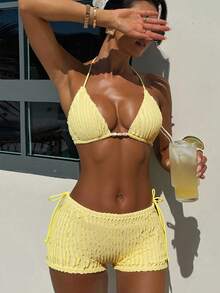 Women Athletic Onepieces Swimsuits - 黃色 - 查看 6