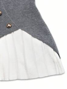 GlowEve Women's Elegant Contrast Trim Button Decor Long Sleeve Sweater, Autumn/Winter - Grey - View 5