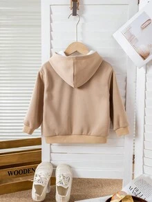 SHEIN 可爱百搭卡其色保暖内衬连帽卫衣，适合年轻女孩，秋冬 - 彩色 - 查看 8