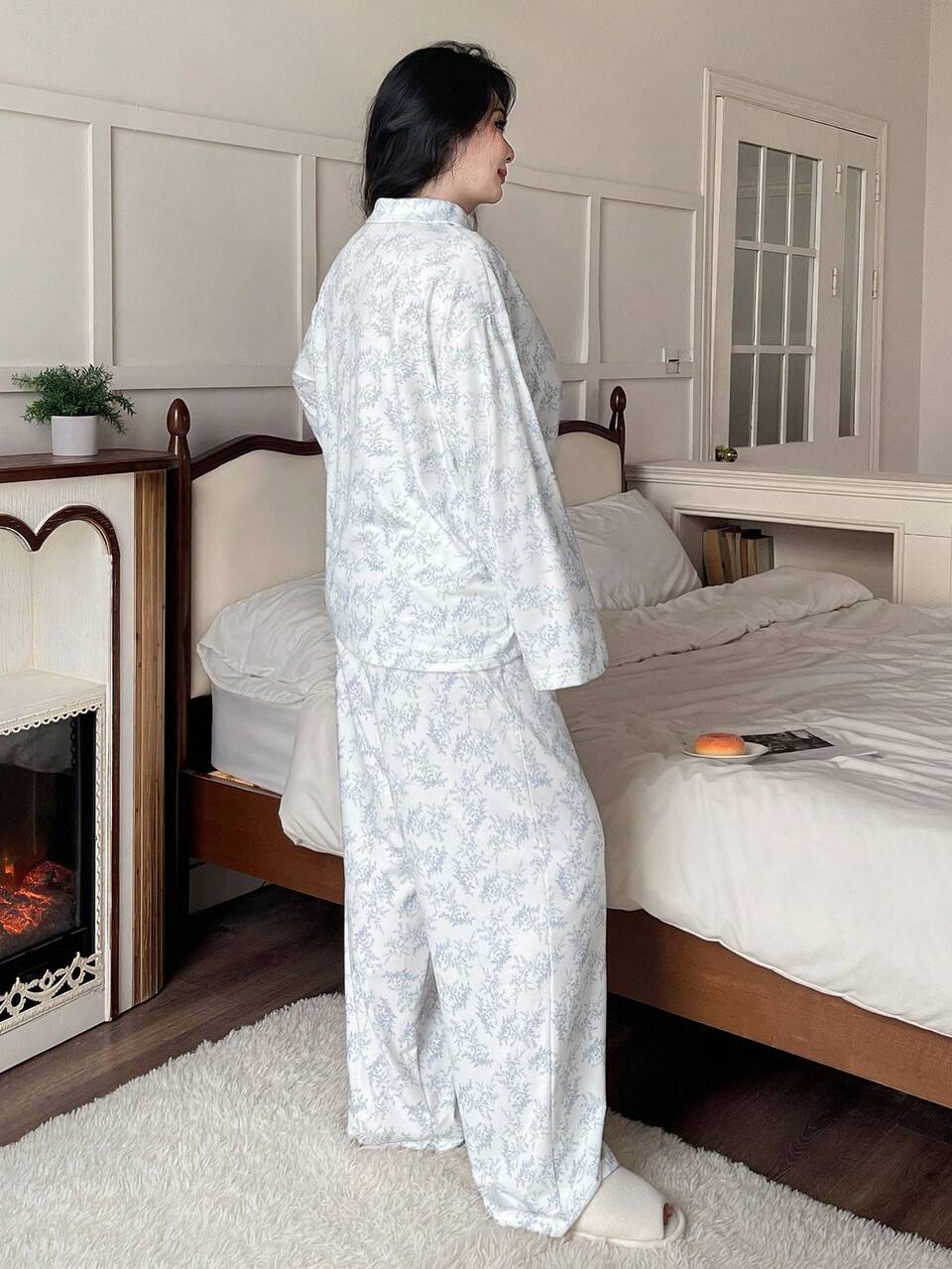 Dazy Plus 2pcs Plus Size Women Floral Print Loose Fit Casual Pajama Set, Comfortable Home Wear For Spring & Autumn, Fall & Winter Clothes, Cozy Outfit