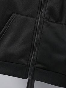 Teen Boy All-Match Graphic Print Versatile Hooded Zip-Up Sweatshirt Fall Winter - Black - View 5