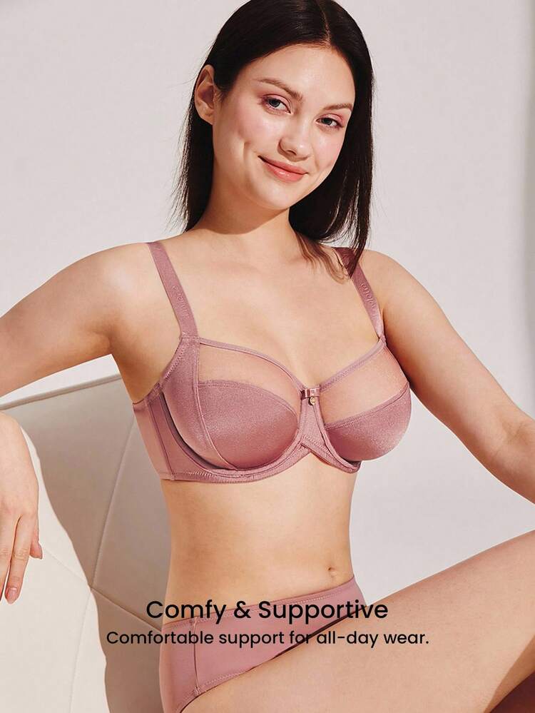 Unlined Full Coverage Side Support Mesh Bra