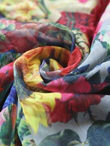 Reflora Đầm dự tiệc dài tay đèn lồng cổ vuông cổ điển lãng mạn cỡ lớn sang trọng in hoa - Nhiều màu - Xem 6