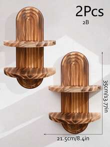 SHEIN 1 件木制拱形顶墙搁板，垂直板条设计装饰展示架，现代客厅和卧室家居装饰，用于展示装饰品的储物架 - 彩色 - 查看 10