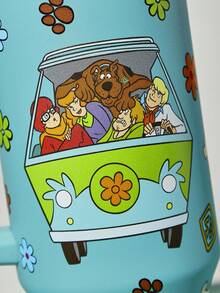 SCOOBY-DOO X SHEIN Cartoon Pattern 40oz Tumbler With Handle, Insulated Cup, Vacuum Insulated Water Bottle, Stainless Steel Travel Mug, Car Mug,Tumbler, Gift For Friends - Green - View 7