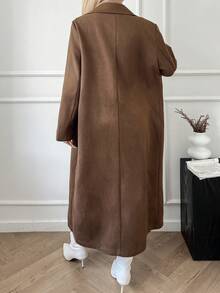 Livesso Áo khoác gió dáng rộng màu nâu thường ngày cho nữ, Áo khoác nữ mùa thu/đông - Cà phê nâu - Xem 2