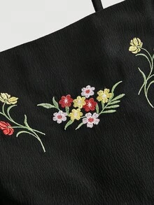 SHEIN MOD Plus Size Black Embroidered Lace Vintage Resort Style Embroidered Women Camisole Black Babydoll Top Embroidered Top,Halloween,Autumn Clothes,Fall Clothes,Retro,Chic,Vintage Style Embroidered Peasant Crop Top For Women, Summer, Casual, Boho, Country Concert, Rave Festival, Festival, Western, Brunch, Beach, Cute, Fairy Core, Going Out Tops, Boho Tops, Party Tops, Black Top, Rave Top