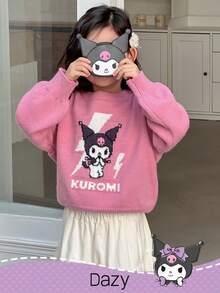HELLO KITTY AND FRIENDS | SHEIN DAZY 少女卡通图案圆领毛衣 - 粉色 - 查看 2