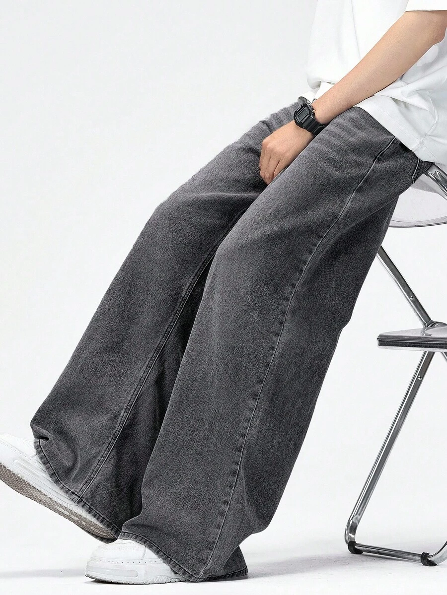 SHEIN Mirajuku 休闲复古水洗宽松直筒牛仔裤，适合青少年男孩，四季皆宜，秋冬季百搭。