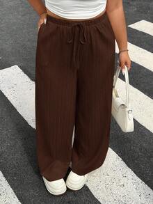 SHEIN EZwear Set de 2 pantalones de tallas grandes para mujer en color marrón chocolate y negro