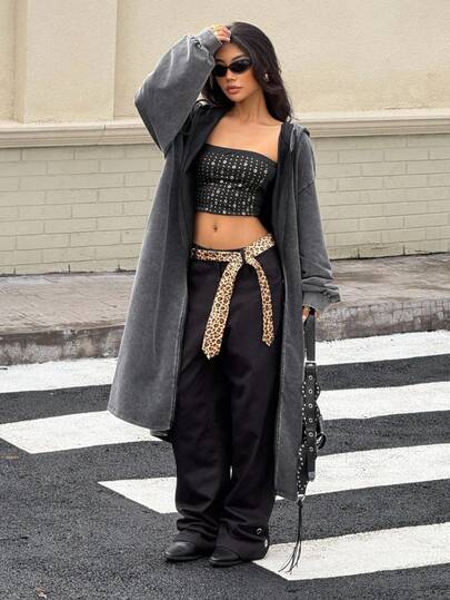 Muchica Autumn/Winter New Vintage Washed Snowflake Hooded Coat For Women, Y2k Outfits Women, Streetwear Outfits