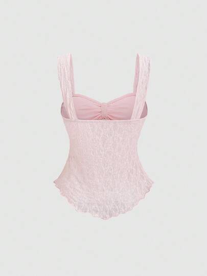 Sweetra New Spring/Summer Wide Strap Bow Textured Fabric Top, Sweet & Fashionable, Suitable For Daily Wear