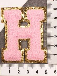 1pc, Pink A-Z 26 Patches With Letters, Ironing On Letters Patch, Clothing Jacket Bag Ornaments Accessories, Alphabet Badges Stickers - Pink - View 26