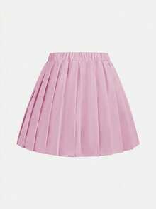 SHEIN Sparklyn 女童百褶高腰裙，内置安全短裤，二合一裙裤，四季百搭，可搭配衬衫、T恤、Polo衫、连帽衫、夹克