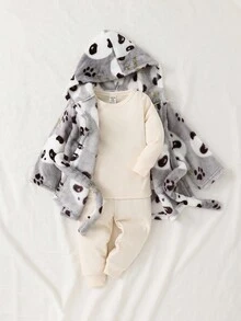 Cozy Pixies Accappatoio con cappuccio in pile spesso con stampa di dinosauri cartoni animati per bambini maschi, con apertura anteriore