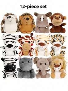 POKOJA LAND 12 件 45 英寸迷你森林动物毛绒玩具套装柔软涤纶填充动物可爱毛绒玩具鲜艳的混合颜色可爱的野生动物装饰非常适合节日装饰主题派对生日礼物圣诞装饰家庭办公室桌面装饰卡哇伊动物系列时尚毛绒玩具 - 彩色 - 查看 11