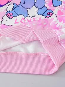 2pcs/Set Young Girl Casual Stylish Cute Cartoon Stitch Letter Graphic Print Sweatshirt And Leggings Set Fall Winter - Pink - View 9