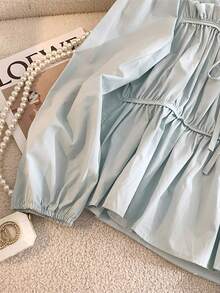 Franclia Women's Fashion Casual Bow Pleated Elegant Blouse