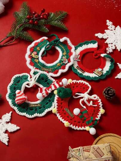 PETSIN 1 件宠物围兜，可爱圣诞节装饰配件，猫狗通用宠物围兜