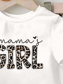 SHEIN Playful Pals 女童豹纹字母图案喇叭裤套装，可爱休闲，适合外出 - 彩色 - 查看 5