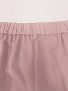 SHEIN PETITE Plus Size Pleated Detail Versatile Office Pants - Pink - View 6