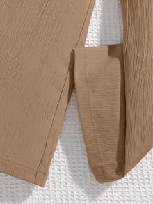 SHEIN 2pcs/Set Girls Casual Khaki Pants And Long Sleeve Jacket, Versatile Daily Wear, Spring/Autumn Fall Winter - Camel - View 7