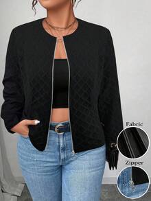 Elenzga Veste décontractée à fermeture éclair avant pour femmes grande taille