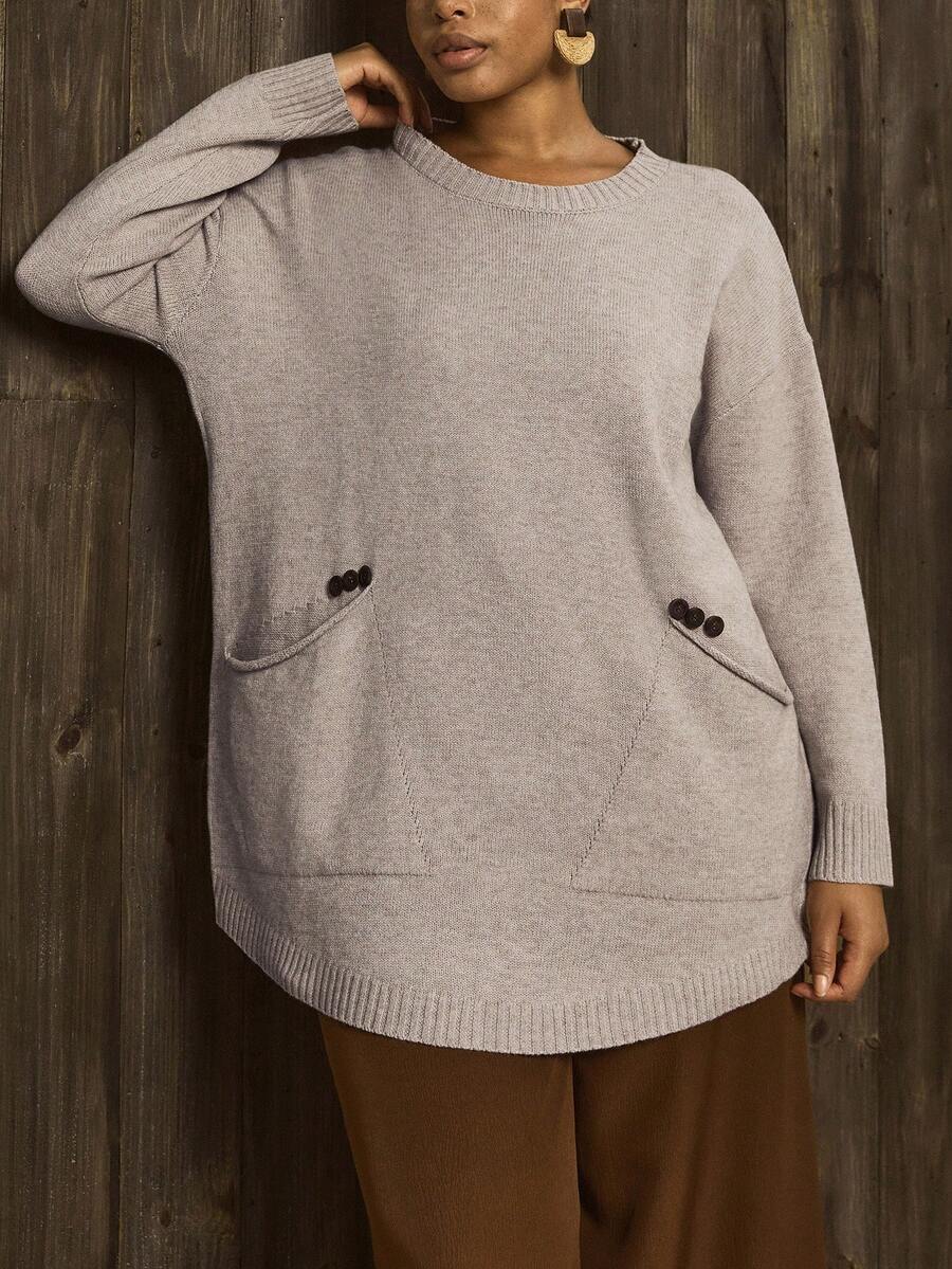 Ecosunny Sweaters for Women 2024 Long Sleeve Round Neck Plaid
