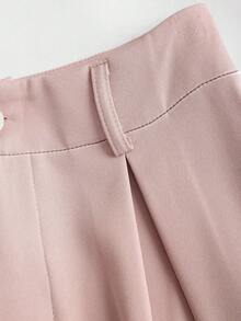 SHEIN PETITE Plus Size Pleated Detail Versatile Office Pants - Pink - View 3