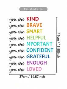 儿童房正面肯定墙贴 - 卡通风格彩色文字励志贴纸，带有励志名言的育儿室装饰（你很重要，我爱你） - 多色-B - 查看 9