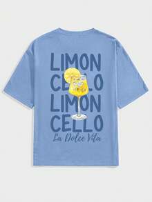 STEELVANCE 男士休闲宽松夏季印花圆领短袖T恤 - 藍色 - 查看 5