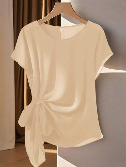 Franclia 春夏大码休闲喇叭袖衬衫