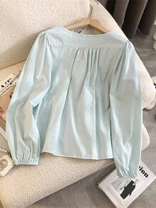 Franclia Women's Fashion Casual Bow Pleated Elegant Blouse