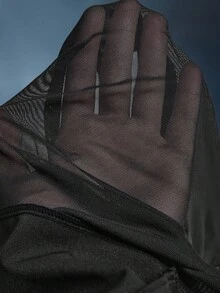 4 件拉链 PU 皮革拼布修身紧身胸衣上衣，朋克服装派对俱乐部服装，性感女式紧身胸衣，适合音乐节 - 黑色 - 查看 12