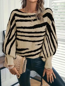EMERY ROSE Women's Fashion Casual Striped Print Long Sleeve Sweater - Multicolor - View 6