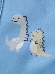 Toddler Boys' Dinosaur Cartoon Print Long Sleeve Bodysuit And Long Pants Set, Comfortable Soft Fabric Suitable For Baby Boy Casual Wear